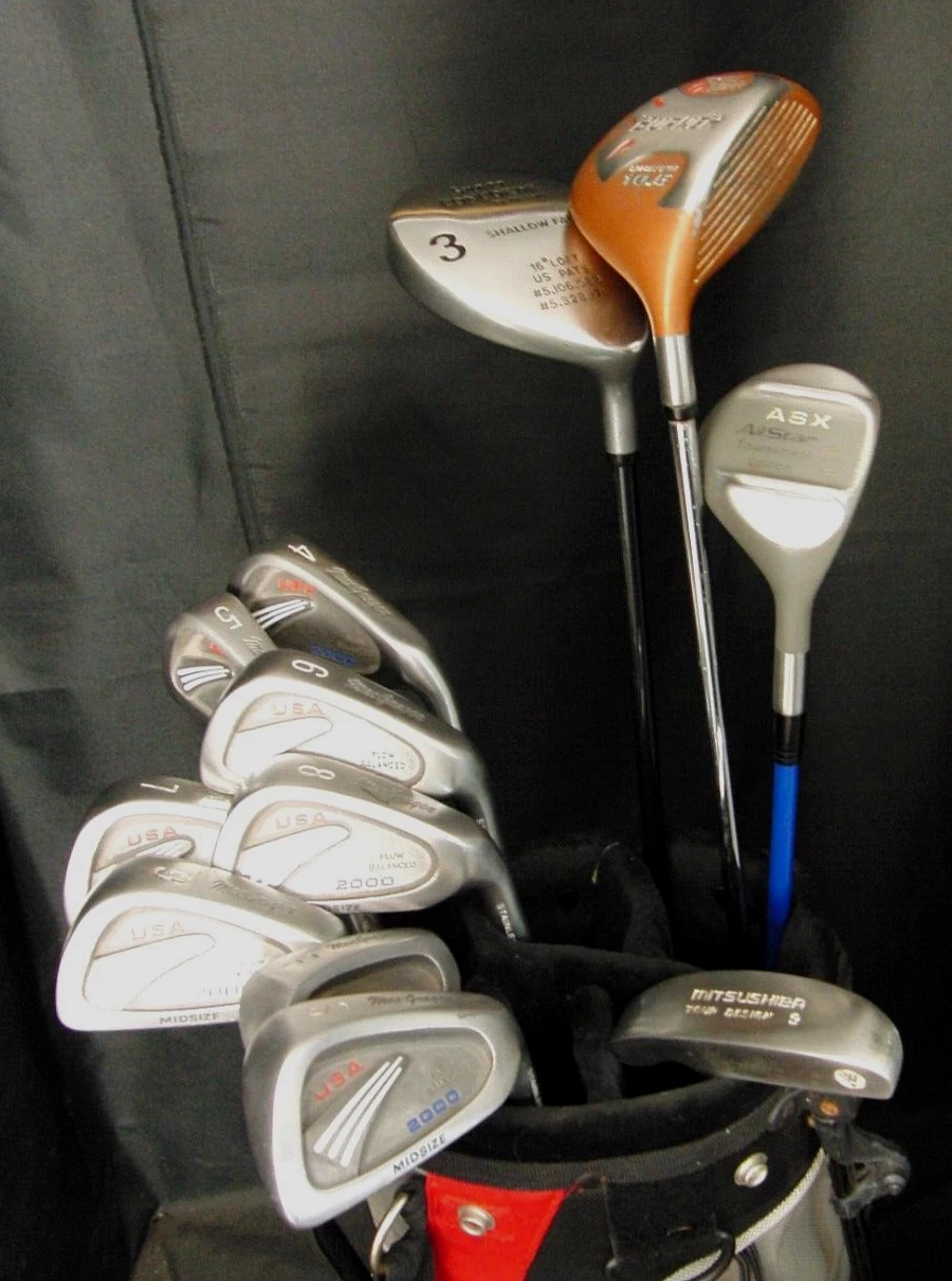 MacGregor, TaylorMade, Super Concorde, All Star & Mitsushiba Set Of MacGregor USA Stainless 2000 4-SW +Driver +3 Wood +5 Wood +Putter +Bag