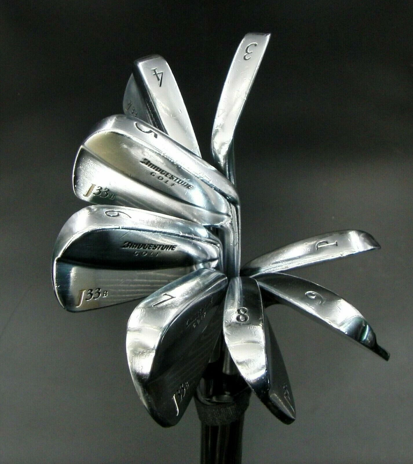 Set 8 X Bridgestone J33B Irons 3-PW Stiff Steel Shafts Bridgestone Grips