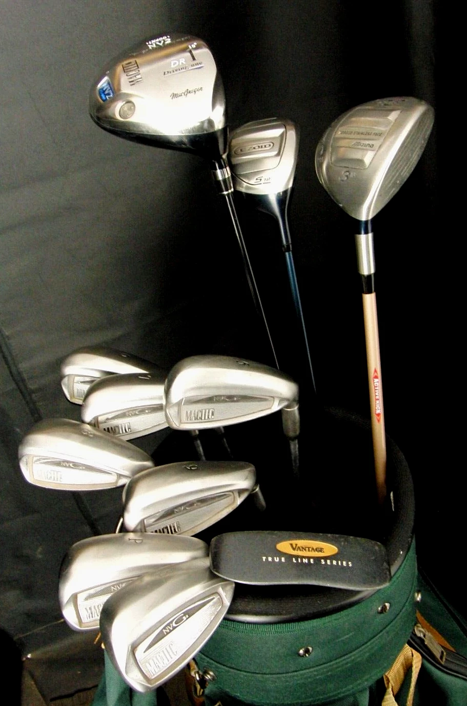 MacGregor, Vantage & Mizuo Set Of MacGregor Mactec NVG2 5-SW +Driver +3 Wood + 5 Wood +Putter +Bag