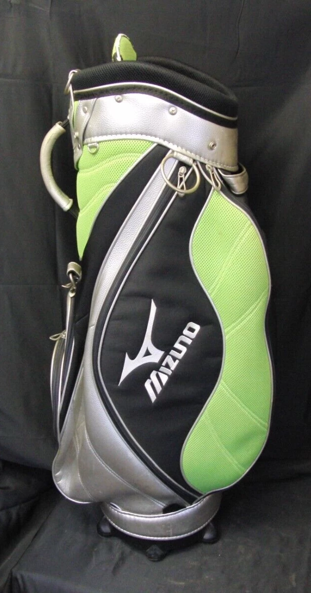 5 Division Mizuno Silver Black & Green Tour Trolley Cart Golf Bag