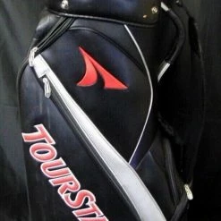5 Division Bridgestone TourStage Black Red Dark Blue Cart Trolley Golf Clubs Bag