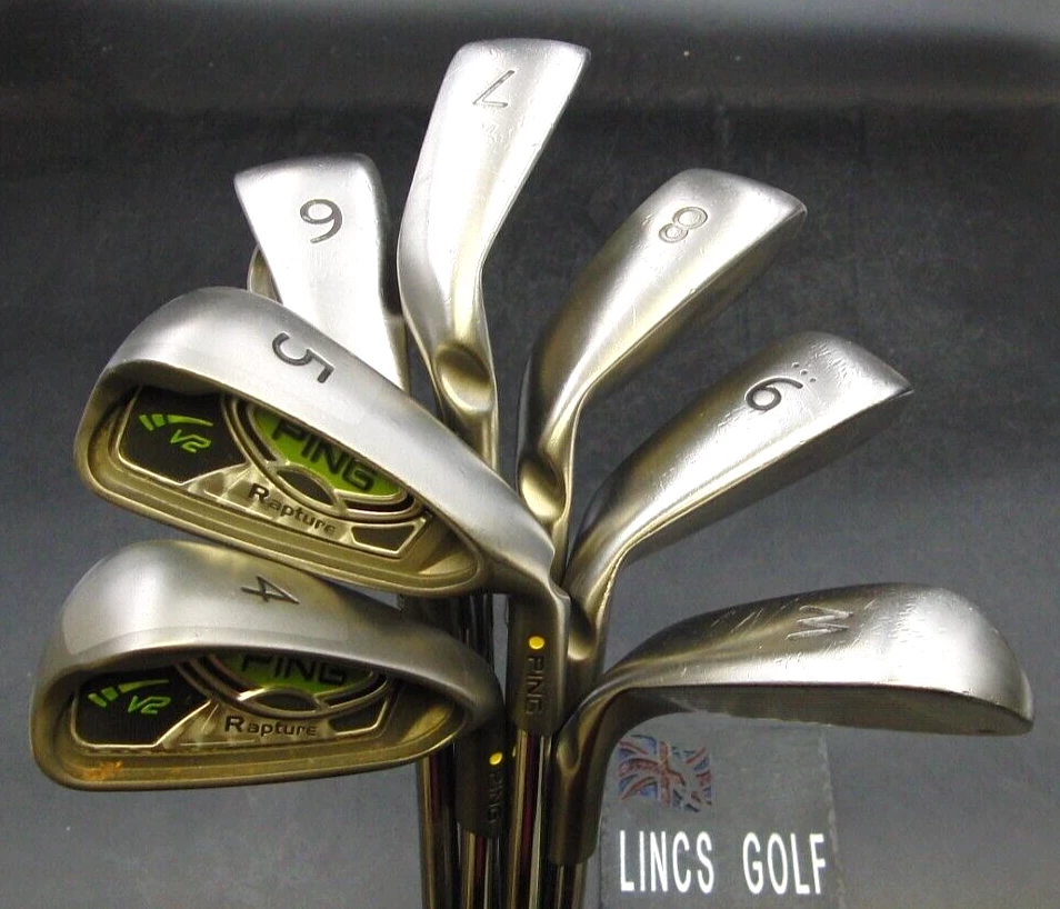 Set Of 7 X Ping Rapture V2 Yellow Dot Irons 4-PW Regular Steel Shafts