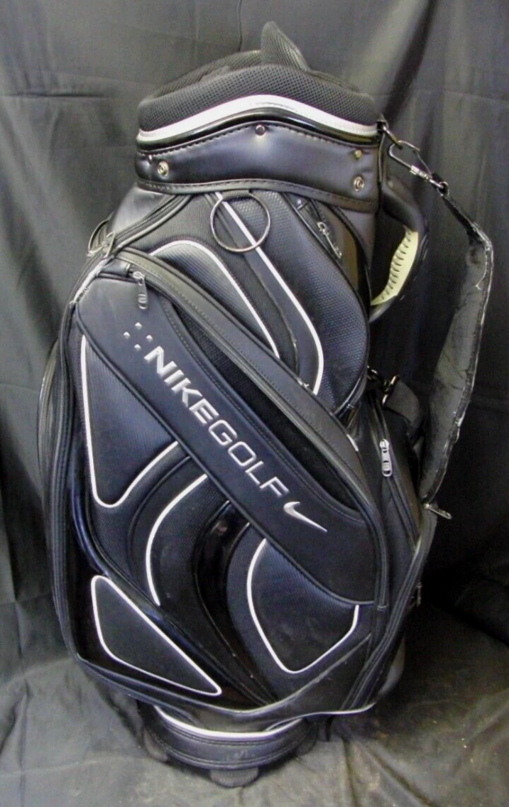 6 Division Nike Black Silver Tour Cart Trolley Golf Bag