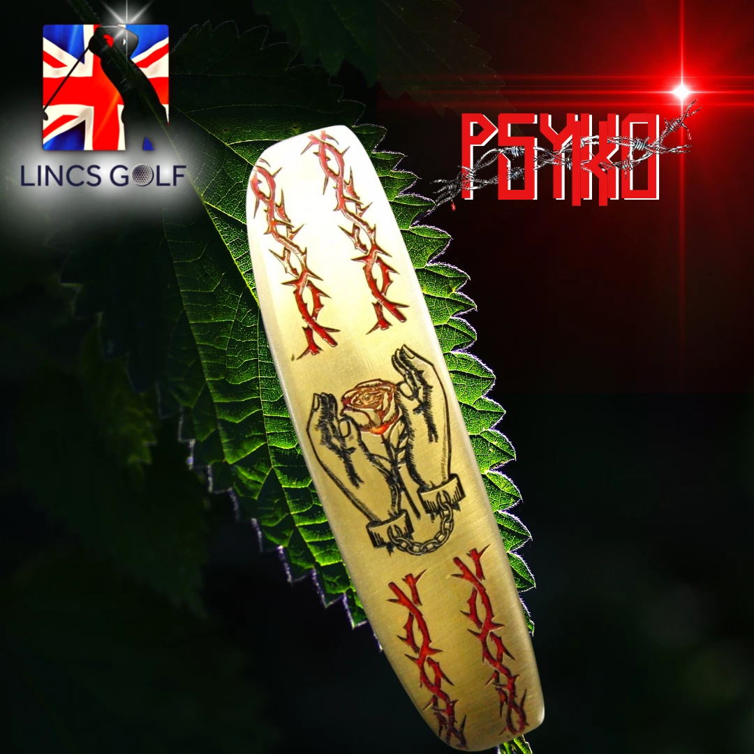 Custom Milled PSYKO Rose In Chained Hands Barbed Wire Engraved Tattoo Art Putter
