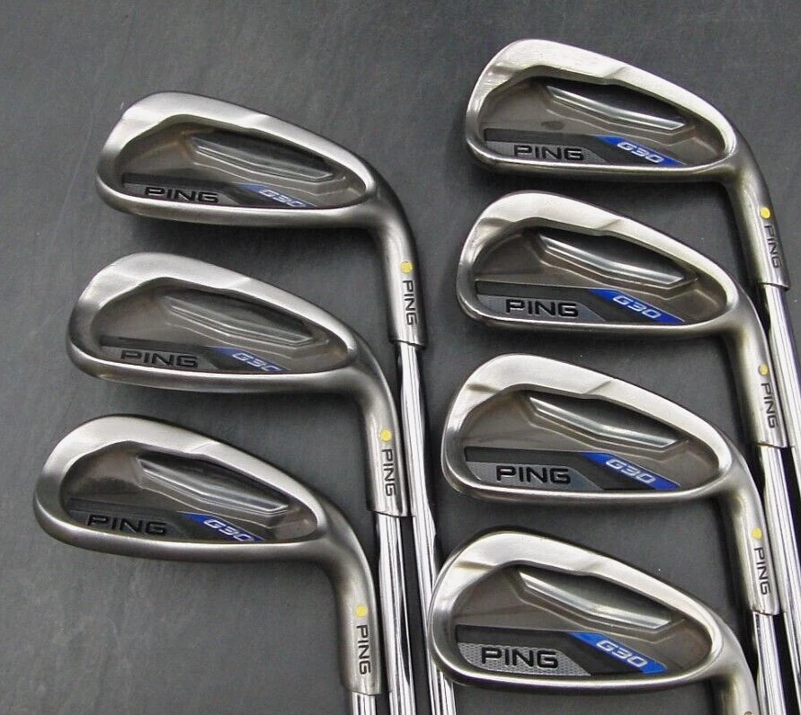 Set Of 7 X Ping G30 Yellow Dot Irons 5-PW+GW Stiff Steel Shafts Ping Grips - Image 3