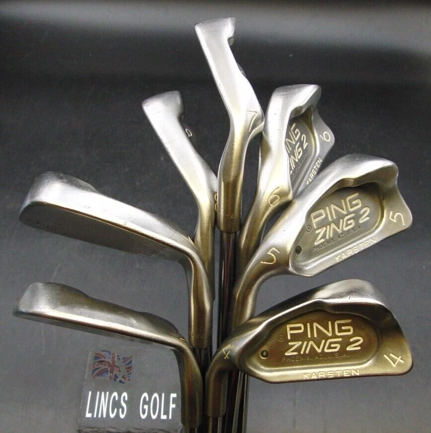 Left Handed Set 7 X Ping Zing 2 Karsten Black Dot Irons 4-PW Stiff Steel Shafts